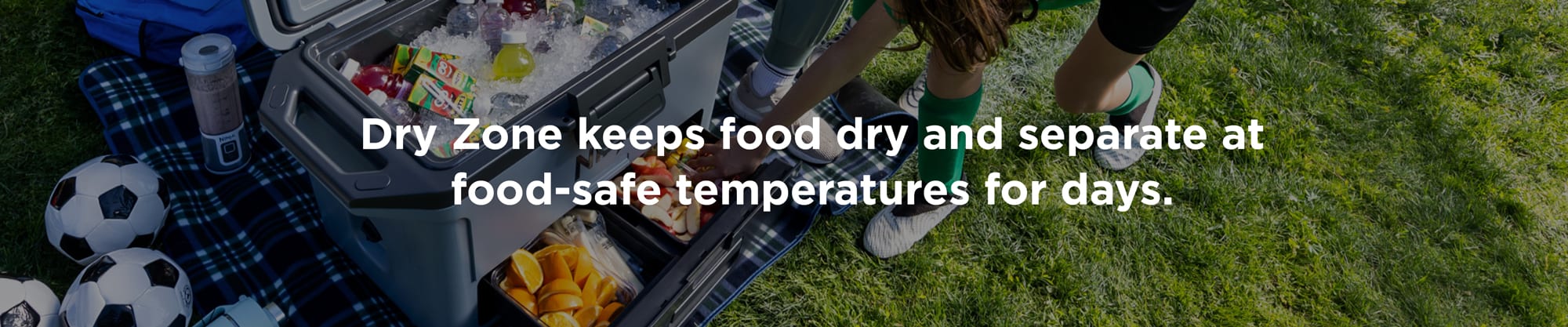Dry Zone keeps food dry and separate at food-safe temperatures for days