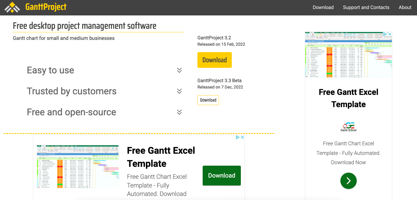 ganttproject project management tools screen