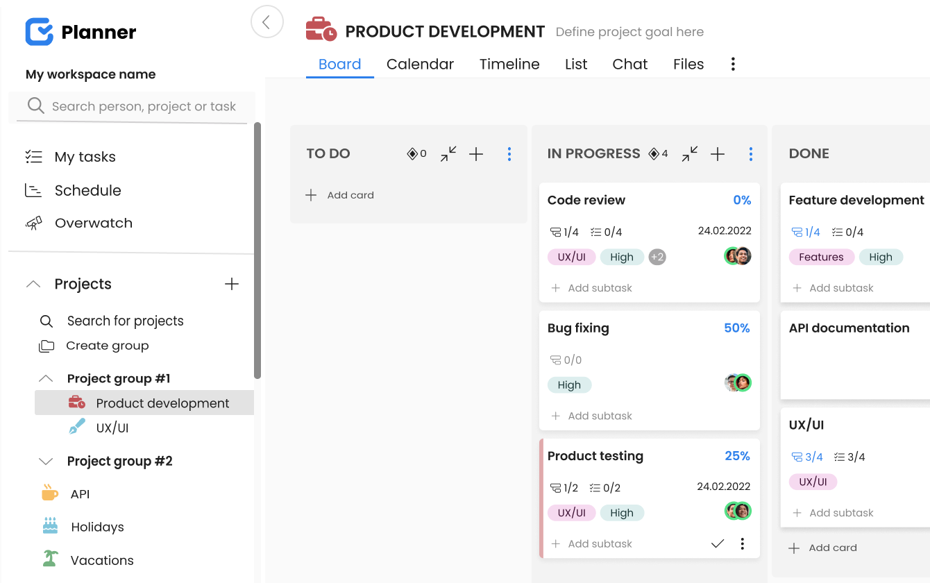 planner feature resource planning