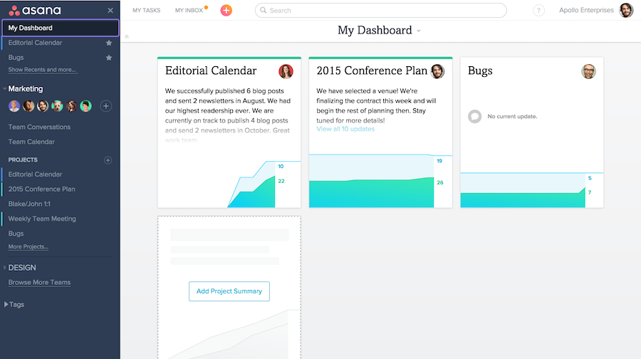 Asana dashboard