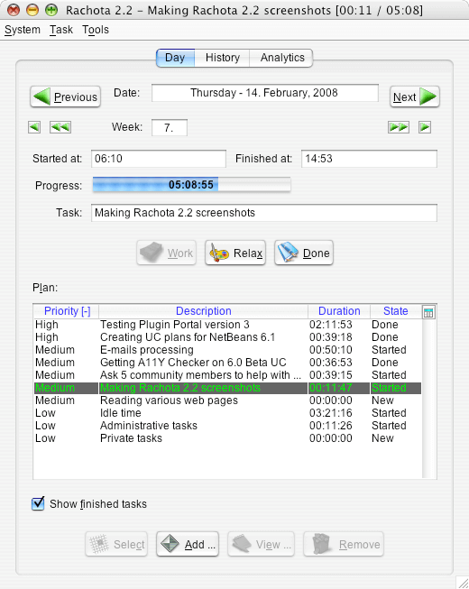 Rachota ubuntu time tracker