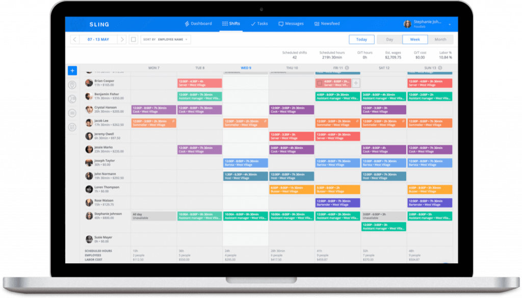 Sling scheduling app