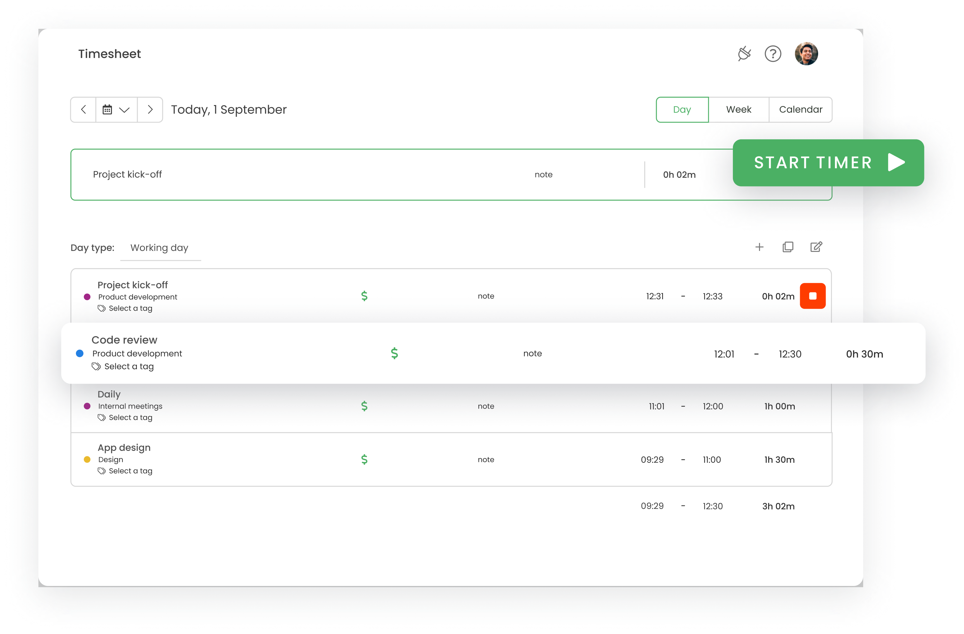 Timesheet view